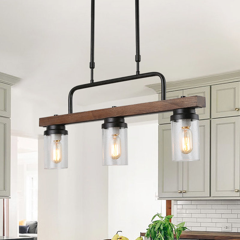 17 Stories Kitchen Island Pendant Lighting With Bubble Glass Shade